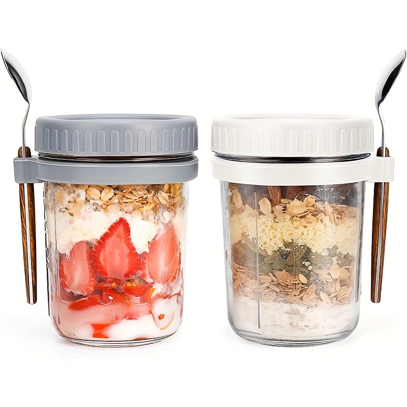 Food Storage Canister - แก้วโอ๊ตมีล 1 ชิ้น/2 ชิ้น พร้อมฝาและช้อน ขนาด