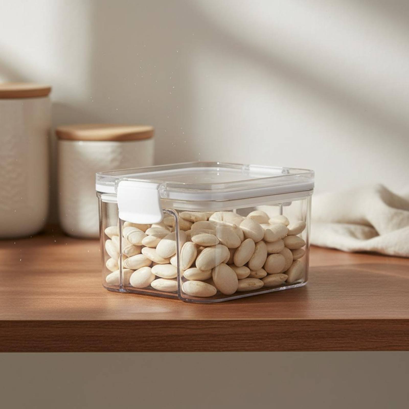 Food Storage Canister - ภาชนะเก็บอาหารสุญญากาศ ทนความชื้น กระปุกเก็บธัญพืชแบบปิดผนึก ภาชนะพลาสติกใสสำหรับวางบนเคาน์เตอร์