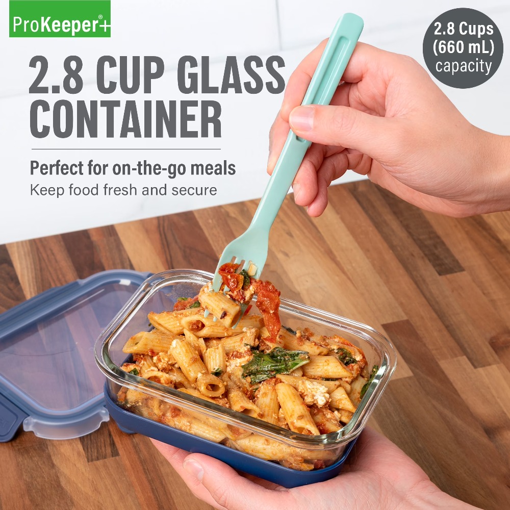 Food Storage Glass Containers - ภาชนะเก็บอาหารแก้วขนาด 2.8 คัพ พร้อมฐานซิลิโคนและฝาปิดล็อคแน่นสนิท สำหรับห้องครัว ตู้เย็น