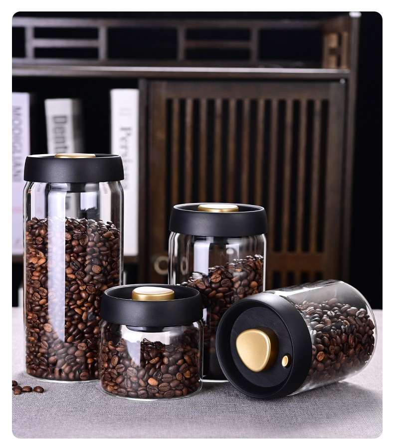 Food Storage Jar Glass - โถเก็บเมล็ดกาแฟ, โถสุญญากาศ, โถแก้วเก็บอาหารในครัว, โถเก็บรักษาความสด