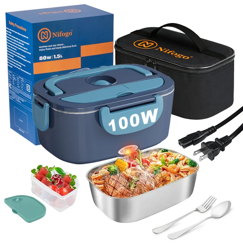 Food Storage Box Stainless Steel - กล่องอาหารกลางวันไฟฟ้า 100W ความจุ 1.5 ลิตร, ทำจากสแตนเลส