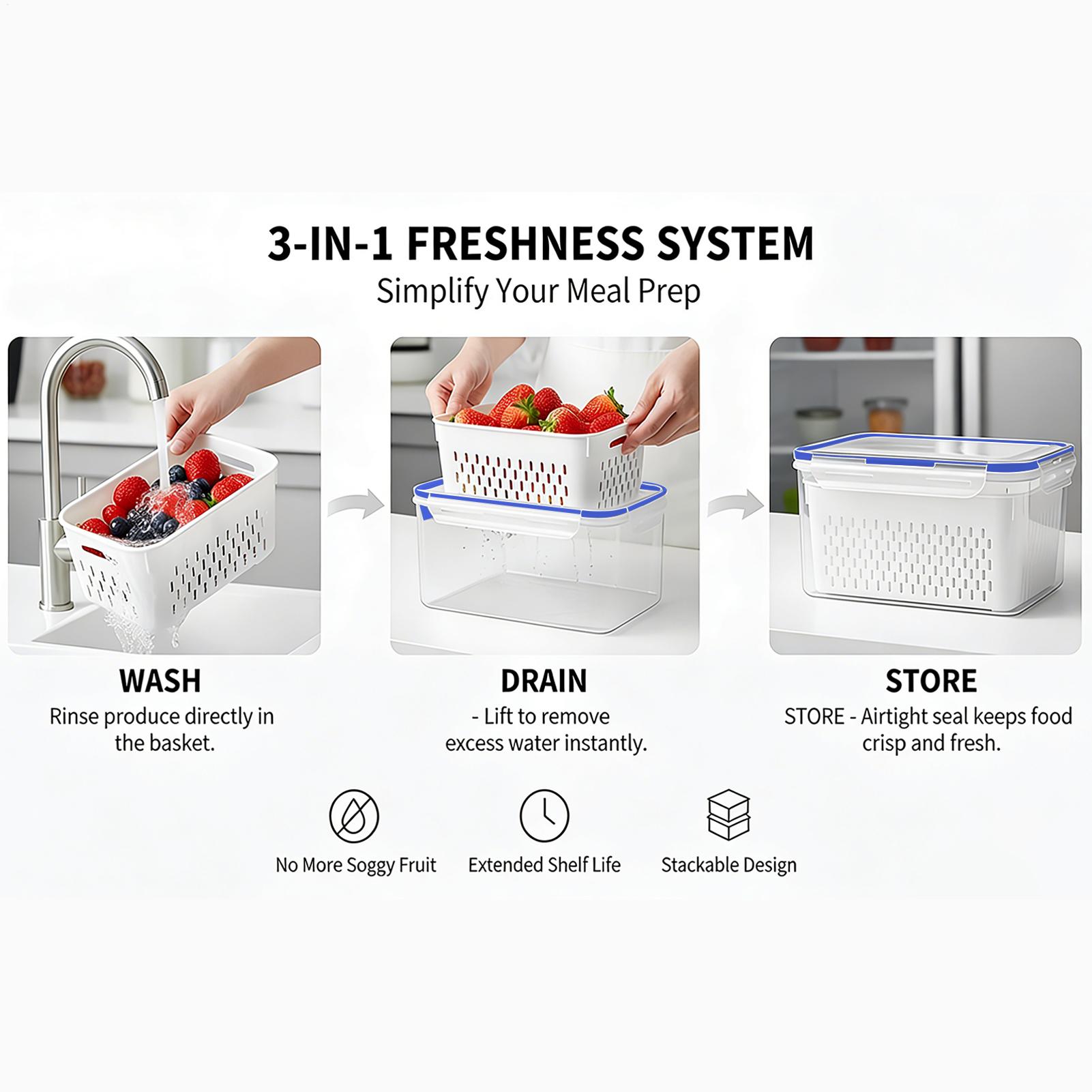 Food Storage And Containers - ภาชนะเก็บอาหาร 4 in 1 ภาชนะใสกันรั่วซึม 4