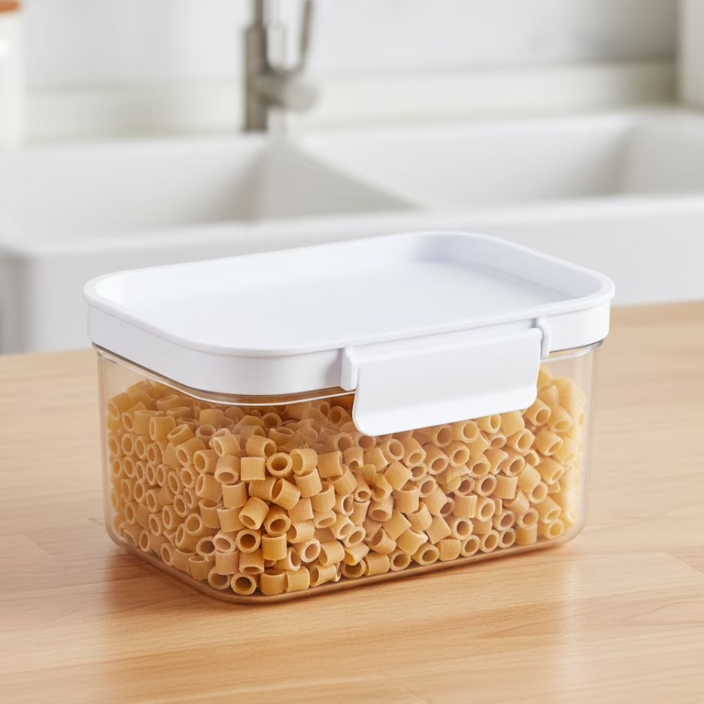 Food Storage Plastic Containers With Lids - กล่องเก็บอาหารพลาสติกทรงสี่เหลี่ยมขนาดเล็กพร้อมฝาปิด กล่องเก็บอาหารแห้งในครัว ปิดสนิท สำหรับแป้ง น้ำตาล กาแฟ