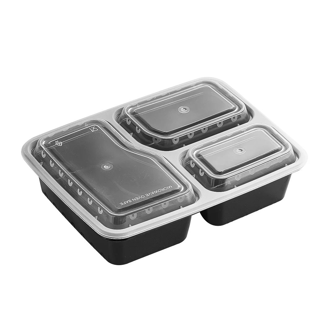 Food Storage With Compartments - 7 แพ็ค 3 ช่องภาชนะเตรียมอาหารหนาพิเศษเก็บอาหารกล่องเบนโตะพร้อมฝาปิดพลาสติก STACKABLE ไมโครเวฟเครื่องล้างจานปลอดภัย