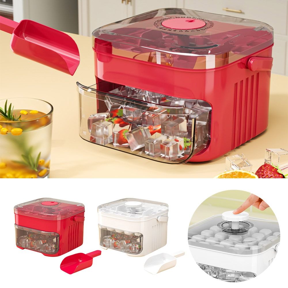 Food Storage Containers Xl - เครื่องทำน้ำแข็ง 50 ก้อน พร้อมฝาปิดแบบกดง่าย ความจุขนาดใหญ่ กล่องเก็บน้ำแข็งในครัวเรือน