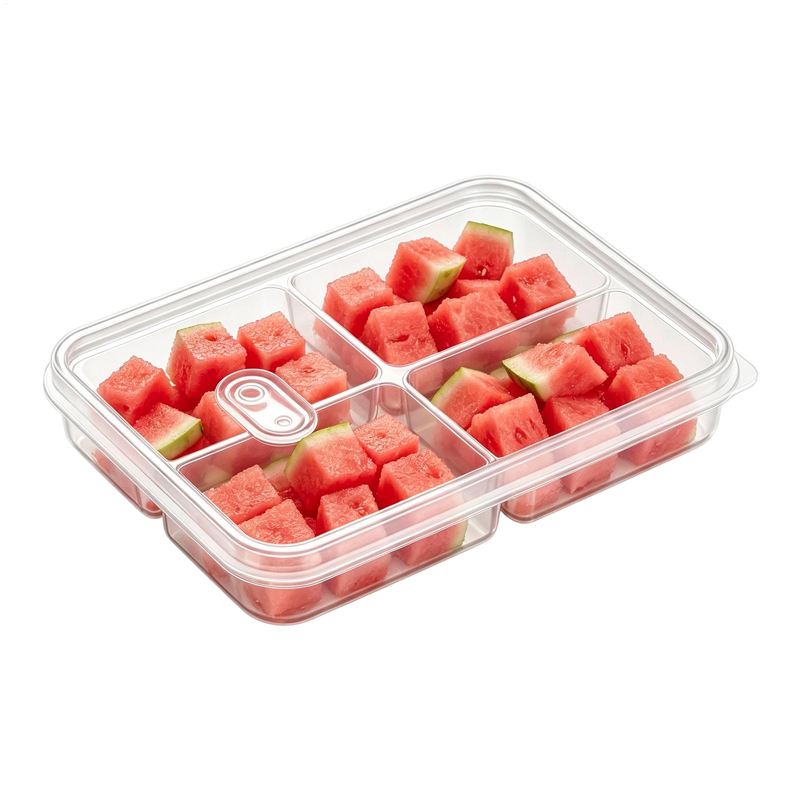Food Storage Dividers - ภาชนะเก็บอาหารพร้อมฝาปิด กล่องใส่ขิงแบบใสพร้อมวาล์วระบายอากาศ ป้องกันการรั่วซึม ปิดสนิทสำหรับเก็บกระเทียมและหัวหอม