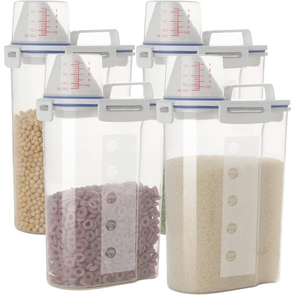 Food Storage Containers Set - ชุดภาชนะเก็บอาหารแห้งแบบปิดสนิทสำหรับข้าวสาร ขนาด 5.5 ปอนด์ จำนวน 4