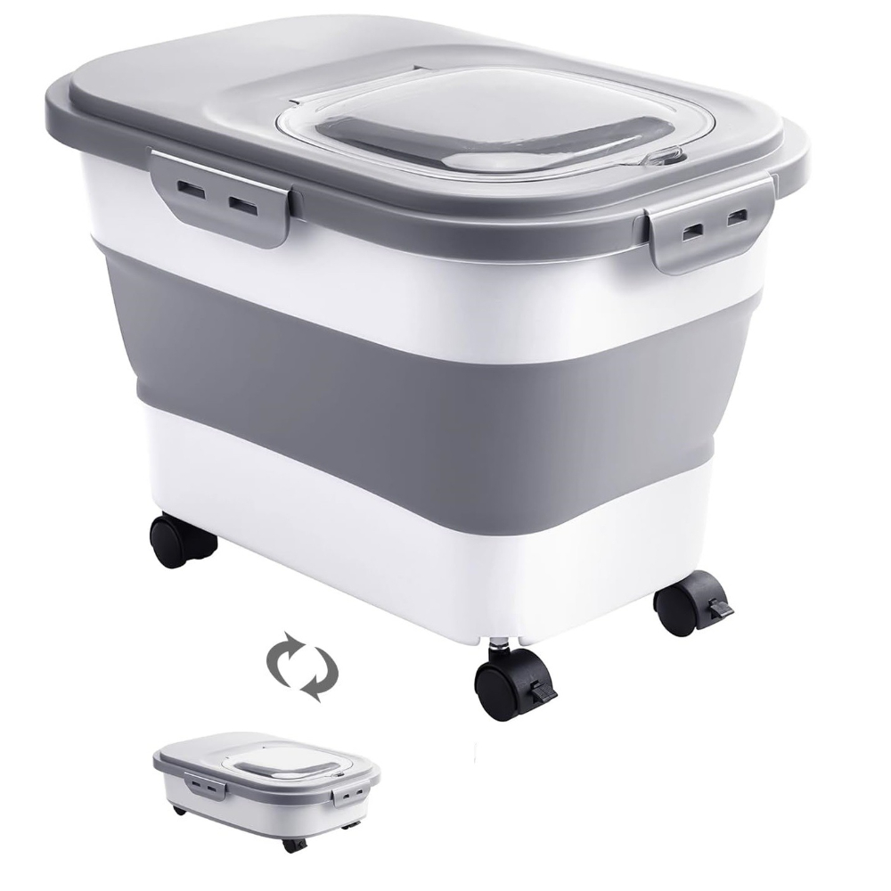 Food Storage Containers Xl - กล่องเก็บอาหารสัตว์เลี้ยงขนาดใหญ่ พับได้ ปิดผนึกแน่น สำหรับเก็บอาหารเม็ด ธัญพืช ข้าวสารในครัว