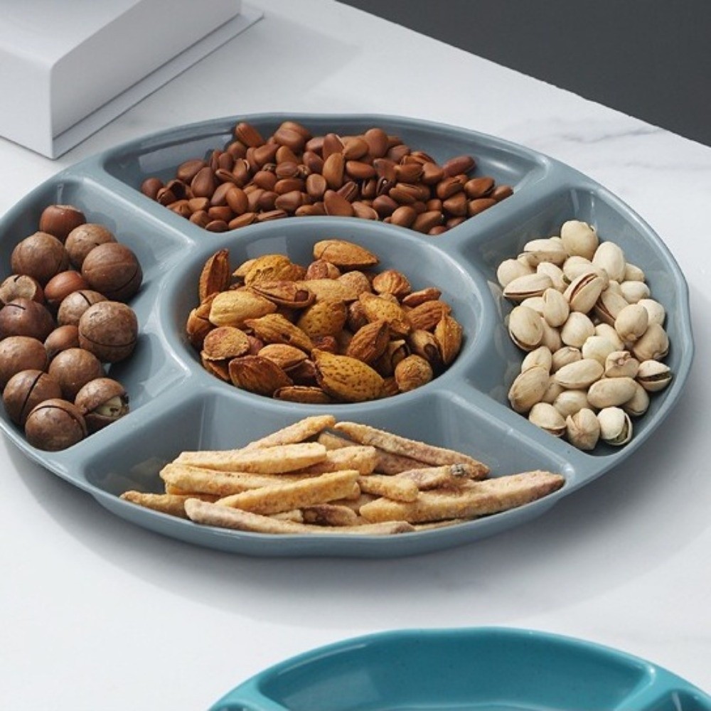 Food Storage Dividers - ถาดใส่อาหารพลาสติกแบบพกพา รูปทรงดอกไม้ ใช้ซ้ำได้ จานแบ่งช่อง 5 ช่อง