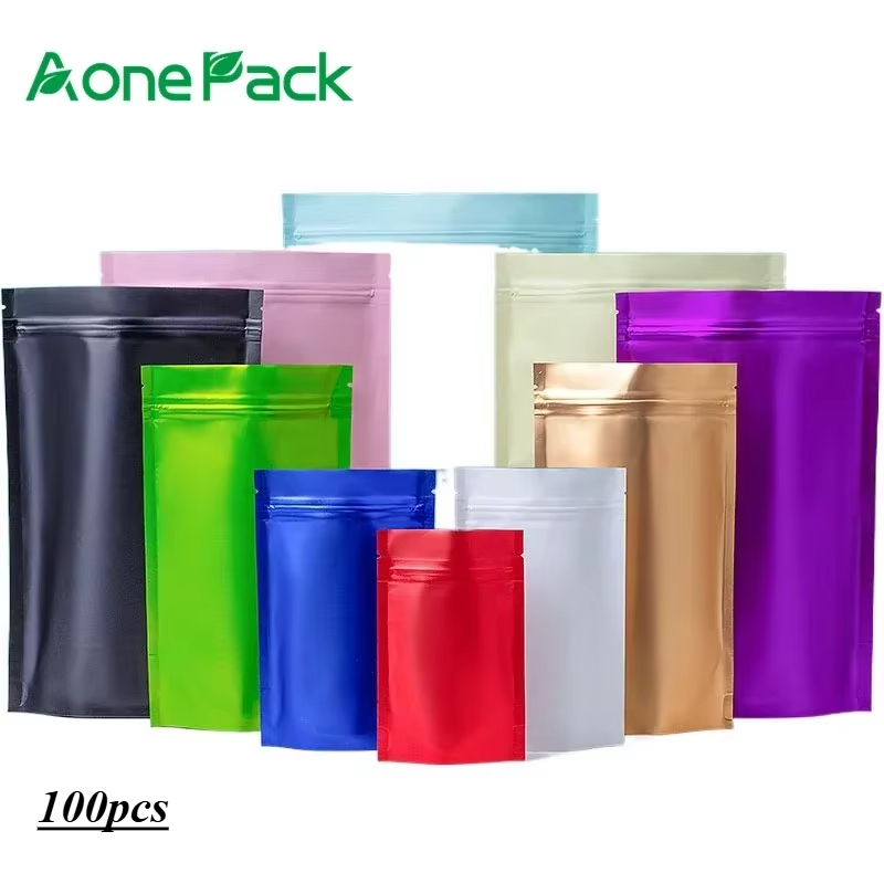 Food Storage Ziploc Bags - 100 ชิ้น Custom Matt สําเร็จรูปเมล็ดบรรจุภัณฑ์ถุงพลาสติก ZipLock