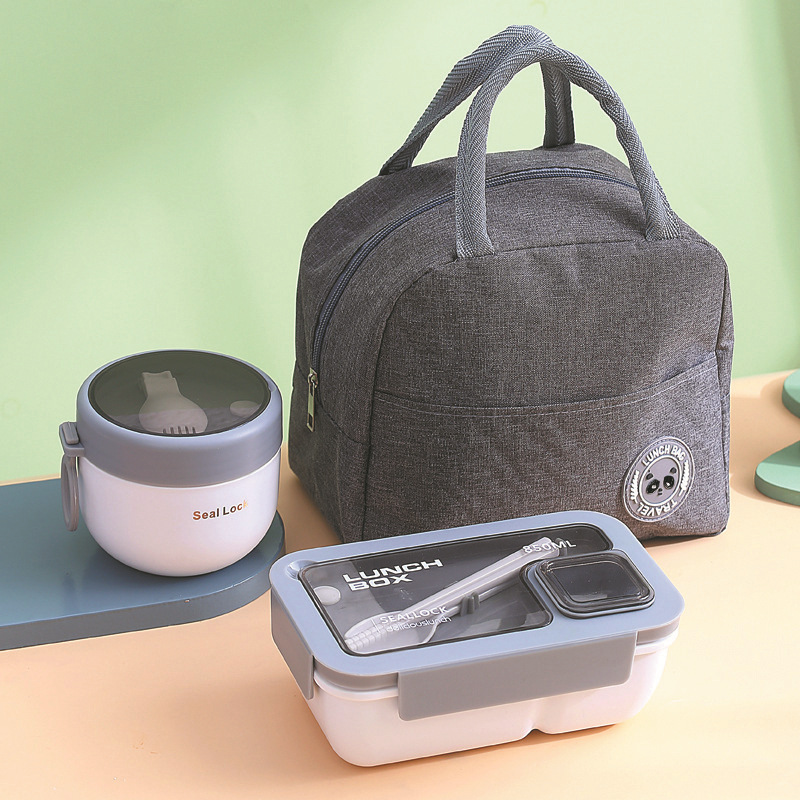 Food Storage Containers Xl - กล่องเก็บของกล่องข้าวกลางวัน3ชิ้นแบบพกพาและกันการรั่วพร้อมฝาและกระเป๋าทนความร้อนกระเป๋าเก็บอาหารง่ายขนาดใหญ่สำหรับเปิดเทอมใหม่