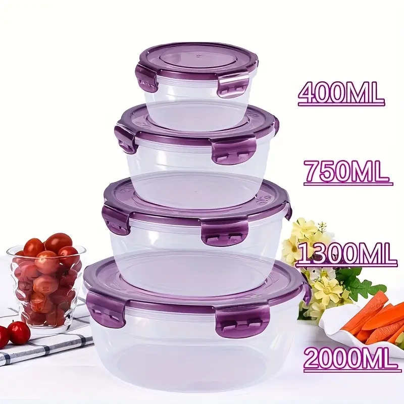 Food Storage Meals - ภาชนะเก็บอาหารพลาสติก 4 ชิ้น กล่องอาหารกลางวัน เหมาะสำหรับโรงอาหาร แคมป์ปิ้ง