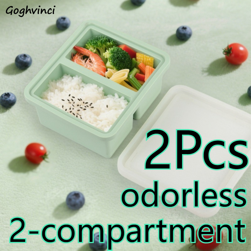 Food Storage With Compartments - กล่องอาหารกลางวัน ช่องแช่แข็งที่ใช้กับไมโครเวฟได้ ภาชนะเก็บอาหาร แบบพกพา ทำความสะอาดง่าย ทนทาน