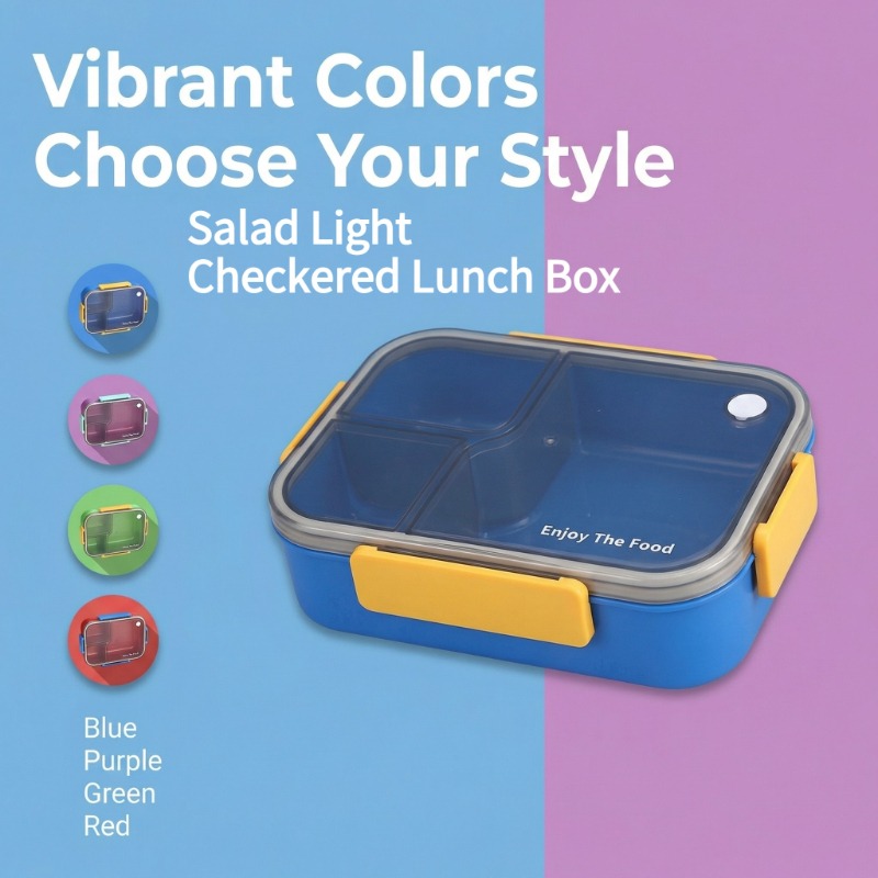 Food Storage With Compartments - กล่องเบนโตะกันรั่วสีสันสดใส, กล่องใส่อาหารหลายช่อง, ชุดกล่องอาหารกลางวันแบบพกพาสำหรับใช้ในบ้าน