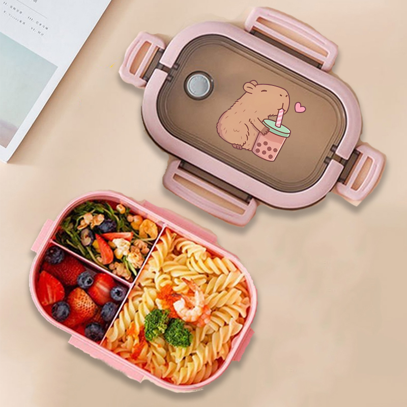Food Storage Meals - กล่องข้าวกลางวันลายคาปิบาร่า ลายการ์ตูนอนิเมะ กล่องเก็บอาหารสำหรับเด็ก กล่องอาหารกลางวันสำหรับเด็กนักเรียน ปิกนิก กล่องอาหารกลางวันสำหรับเด็กชายและเด็กหญิง