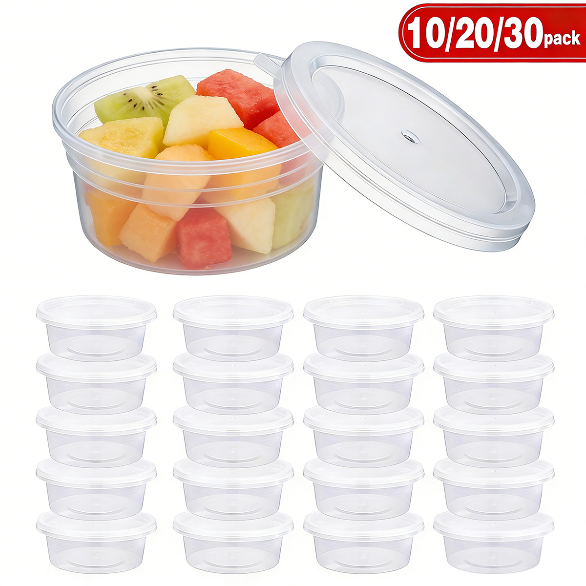 Food Storage Plastic Containers With Lids - 10/20/40 แพ็ค ภาชนะใส่สไลม์ขนาดเล็กพร้อมฝาปิด, ภาชนะใส่เครื่องปรุงรส ถ้วยพลาสติกสำหรับใส่อาหาร