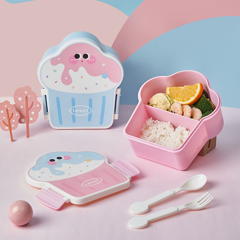 Food Storage With Compartments - เบนโตะเครื่องทำความร้อนโรงเรียนกล่องข้าวกลางวันน่ารักภาชนะอาหารกลางวันพลาสติกแบบพกพาสำหรับเด็กเด็กผู้หญิงขนมปังแซนวิชอาหารช่องอุ่น