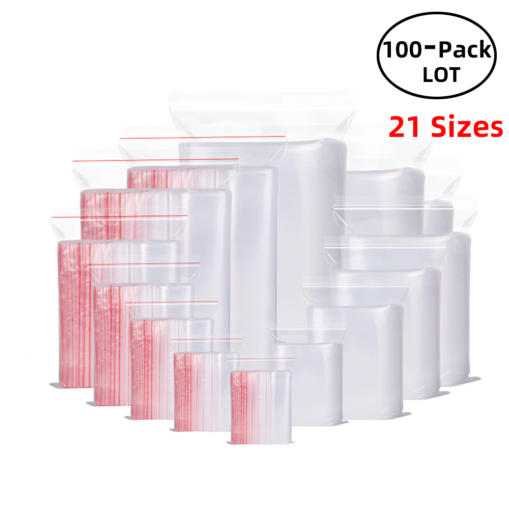 Food Storage Ziploc Bags - 100 ชิ้น/แพ็ค Resealable ซิปล็อคถุง Self Seal