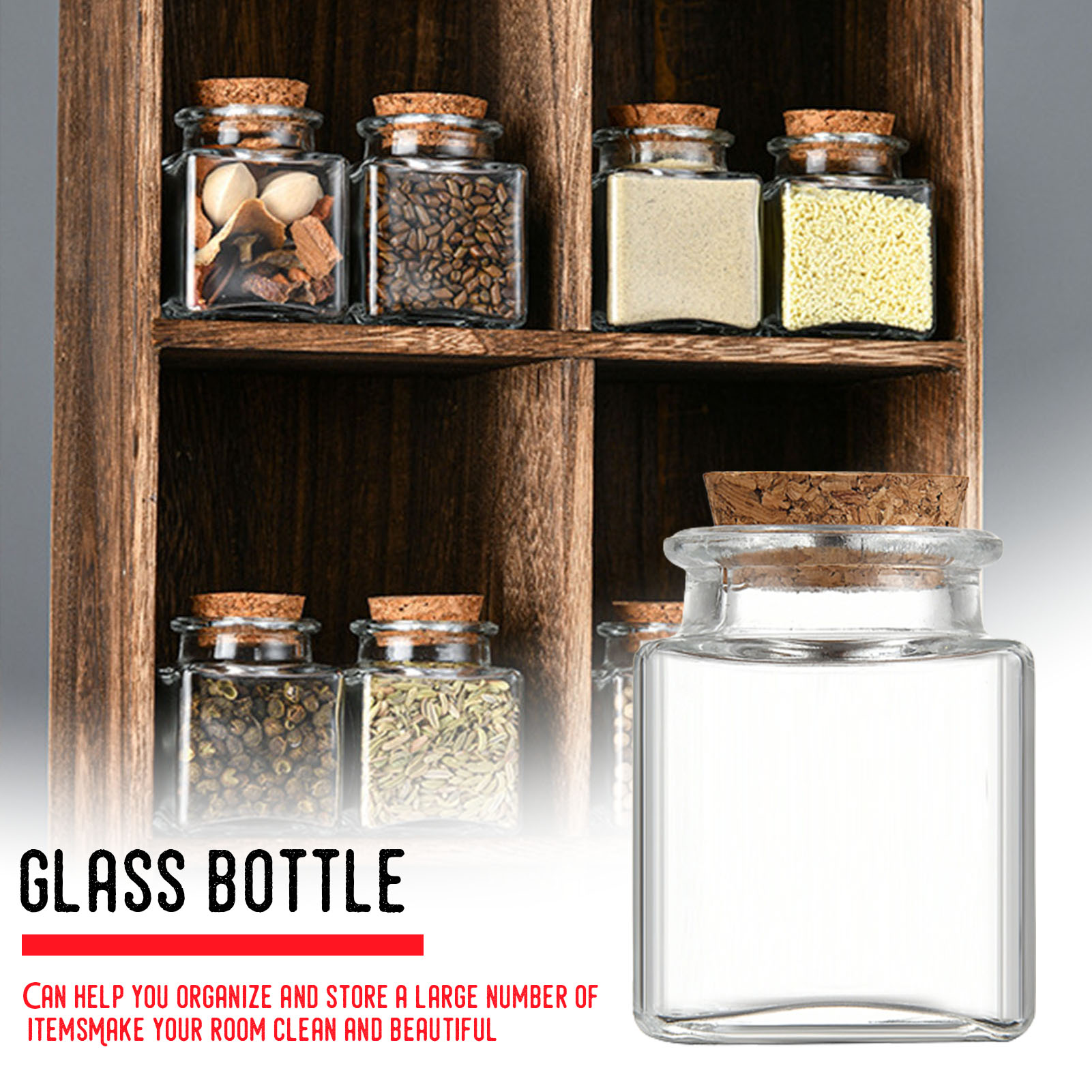 Food Storage Jar Glass - 1/5/10Pcs แก้ว Jars ห้องครัว Pantry Organizer