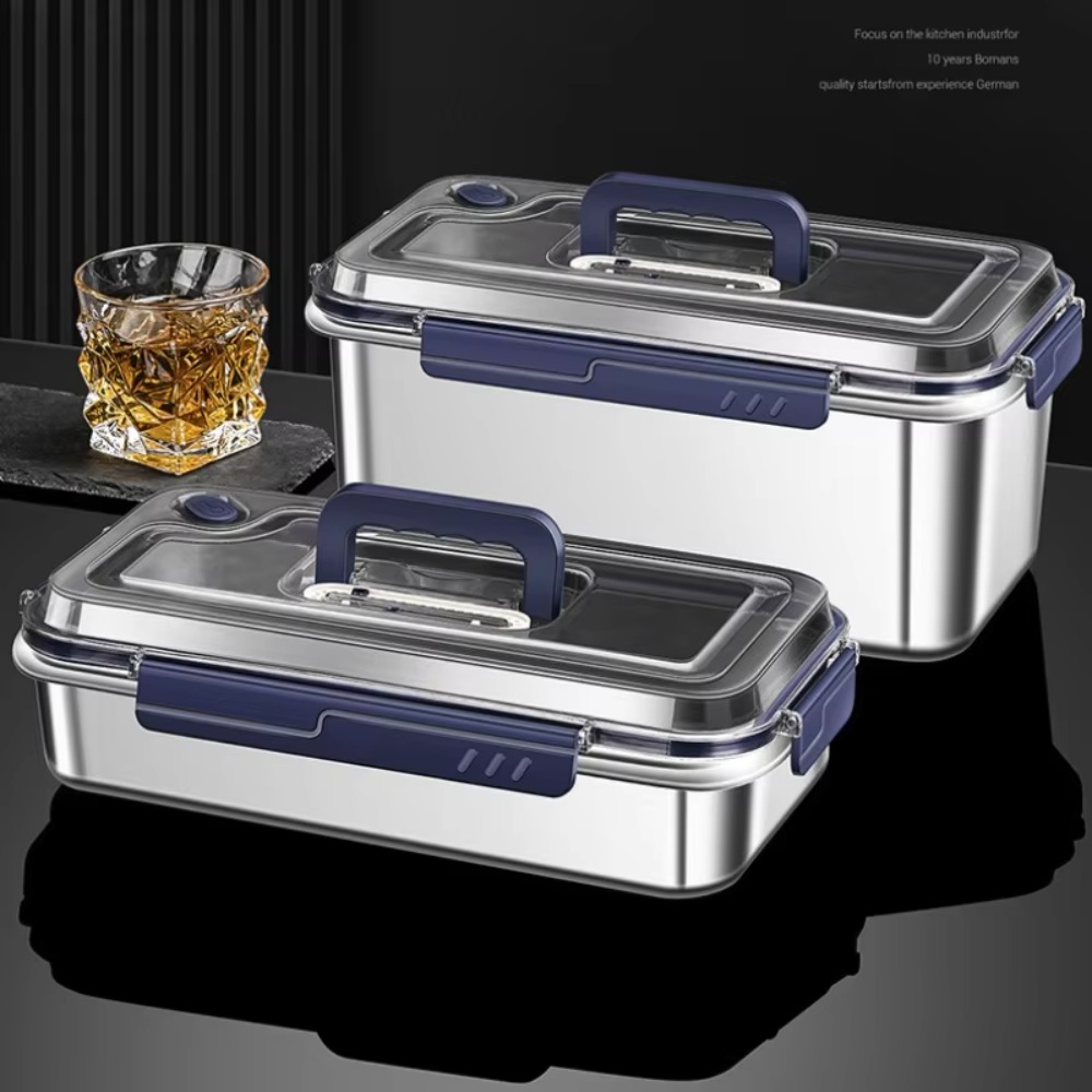 Food Storage Containers Xl - ชุดกล่องเก็บอาหารสแตนเลส 316 ป้องกันการรั่วซึม พร้อมฝาปิด กล่องจัดระเบียบในครัว ความจุขนาดใหญ่