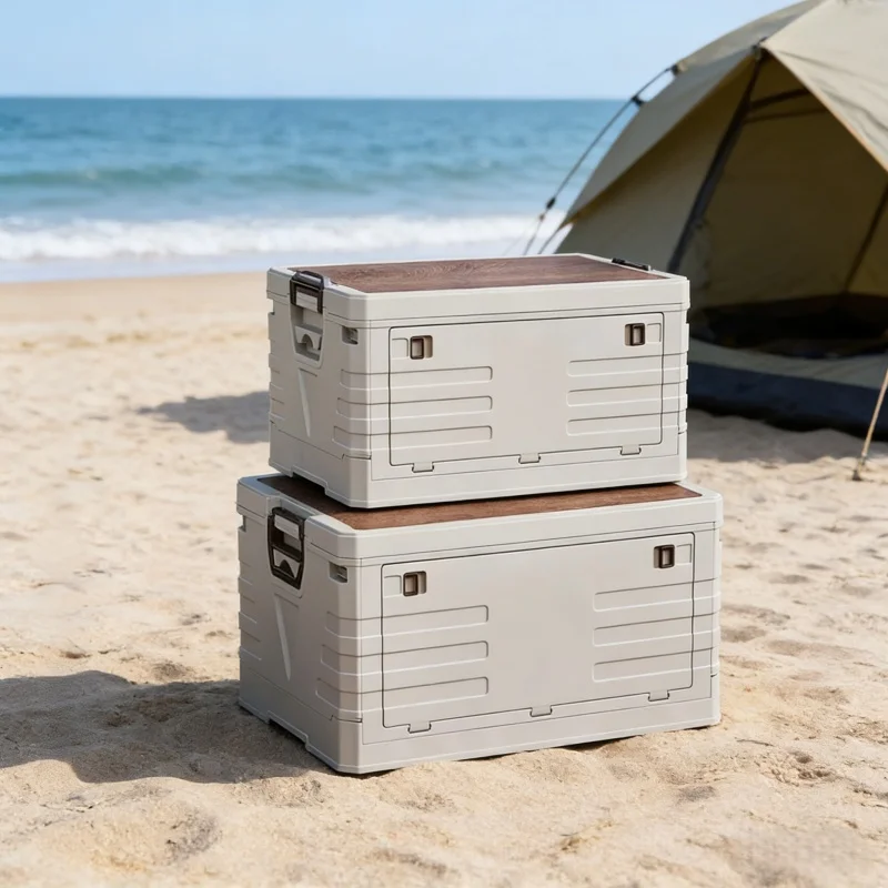 Food Storage Containers Xl - กล่องเก็บของในรถยนต์ กล่องเก็บของพับได้สำหรับตั้งแคมป์กลางแจ้ง ความจุขนาดใหญ่ พร้อมฝาปิด สำหรับเก็บของเล่น หนังสือ