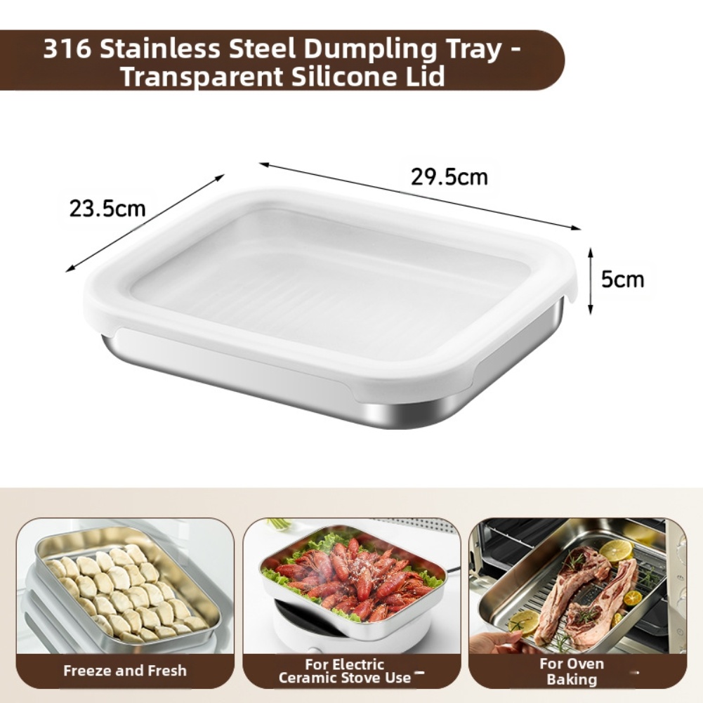 Food Storage Box Stainless Steel - กล่องเก็บอาหารสแตนเลสพร้อมฝาซิลิโคน 316 กล่องเก็บความสดทรงสี่เหลี่ยม กล่องใส่ผัก กล่องใส่เกี๊ยว