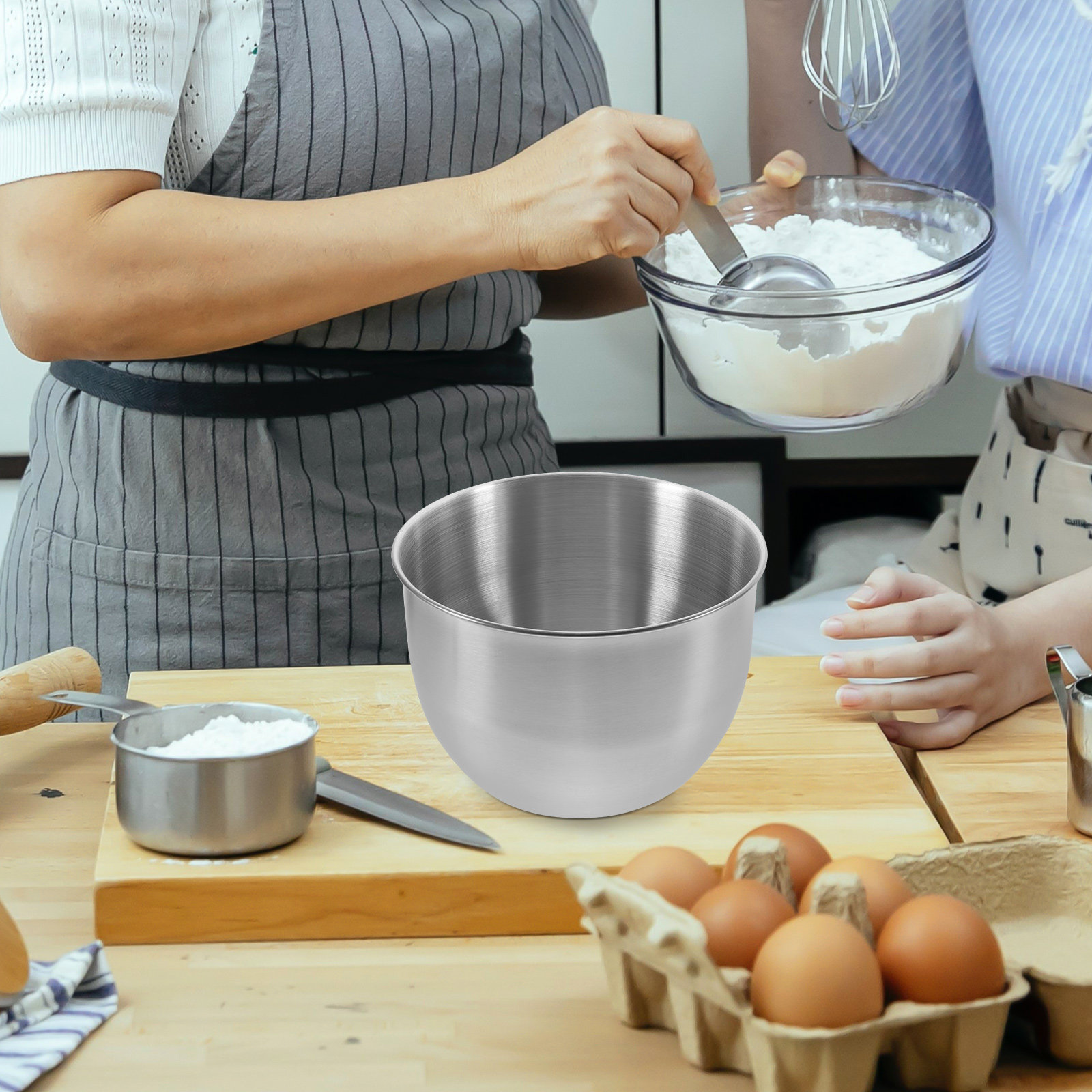 Food Storage Meals - ชามผสมสแตนเลสหนา ชามโลหะหนาสำหรับทำอาหาร อบขนม นวดแป้ง สลัด เตรียมอาหาร