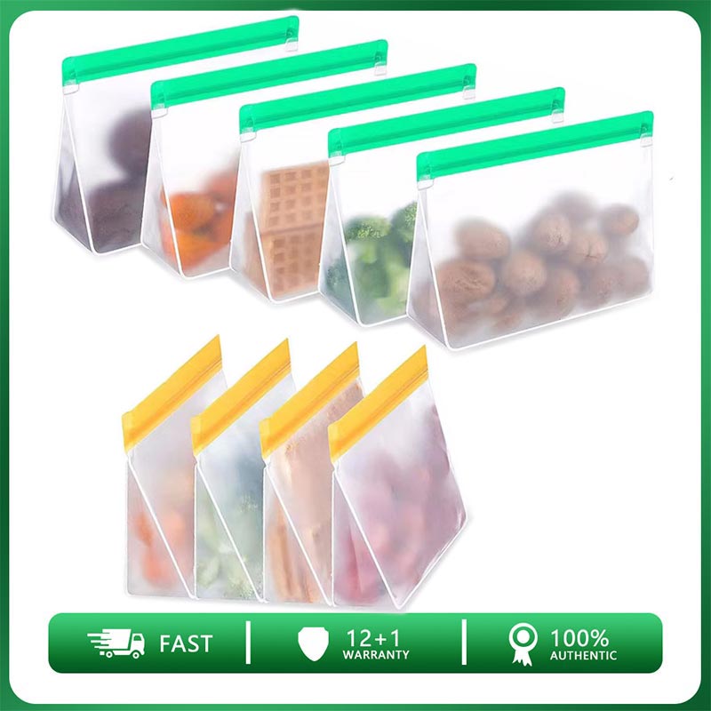 Food Storage Ziploc Bags - ถุงซิปล็อคสำหรับใส่แซนวิชแบบตั้งป้องกันการรั่วซึมทำจากซิลิโคนใช้ซ้ำได้กระเป๋าเก็บอาหารอัปเกรดอาหารถุงใส่อาหารแบบปิด
