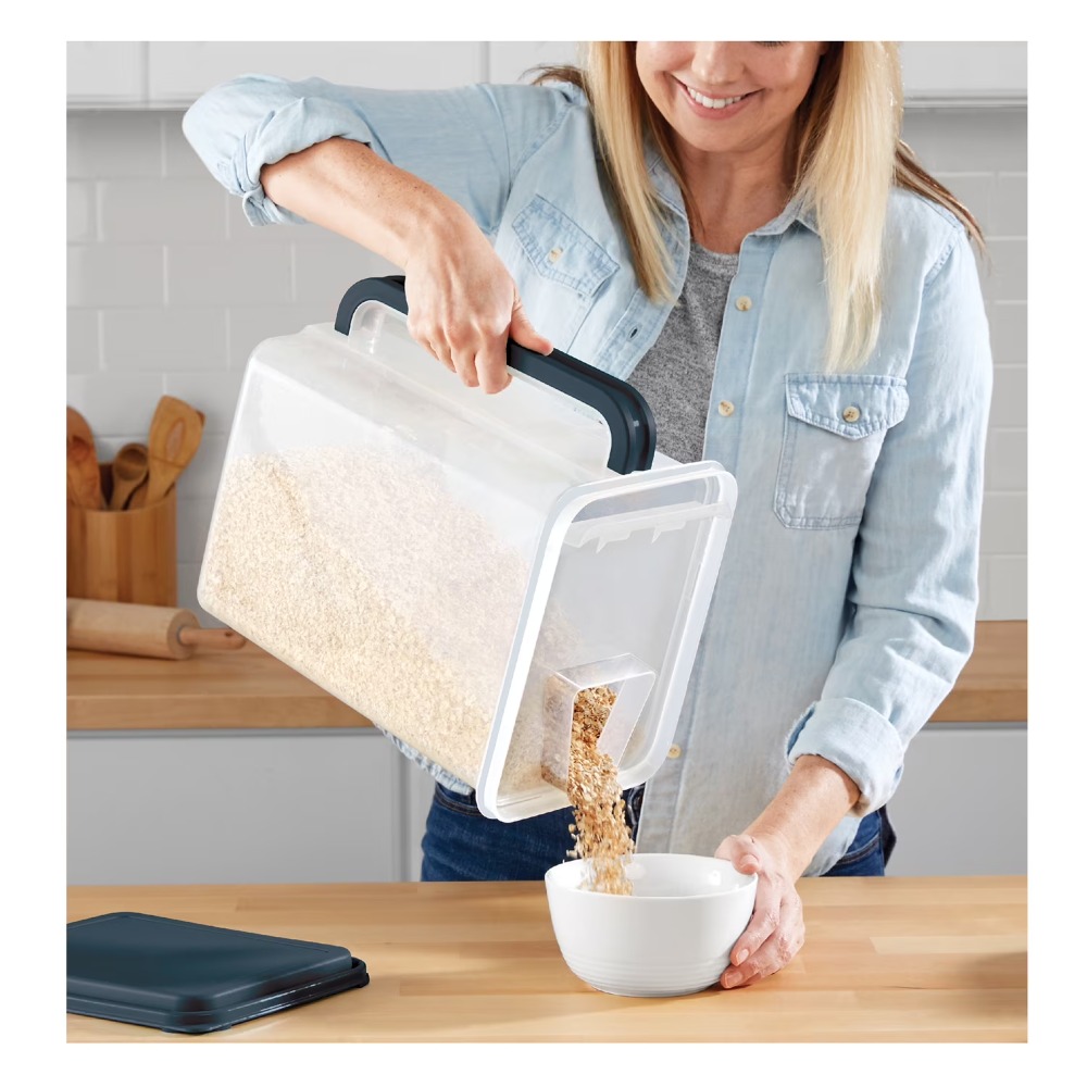 Food Storage Large - ภาชนะเก็บอาหารพลาสติกขนาดใหญ่พร้อมฝาปิดและหูหิ้ว 46 ช่อง สำหรับจัดระเบียบตู้กับข้าว เก็บซีเรียล อาหารแห้ง