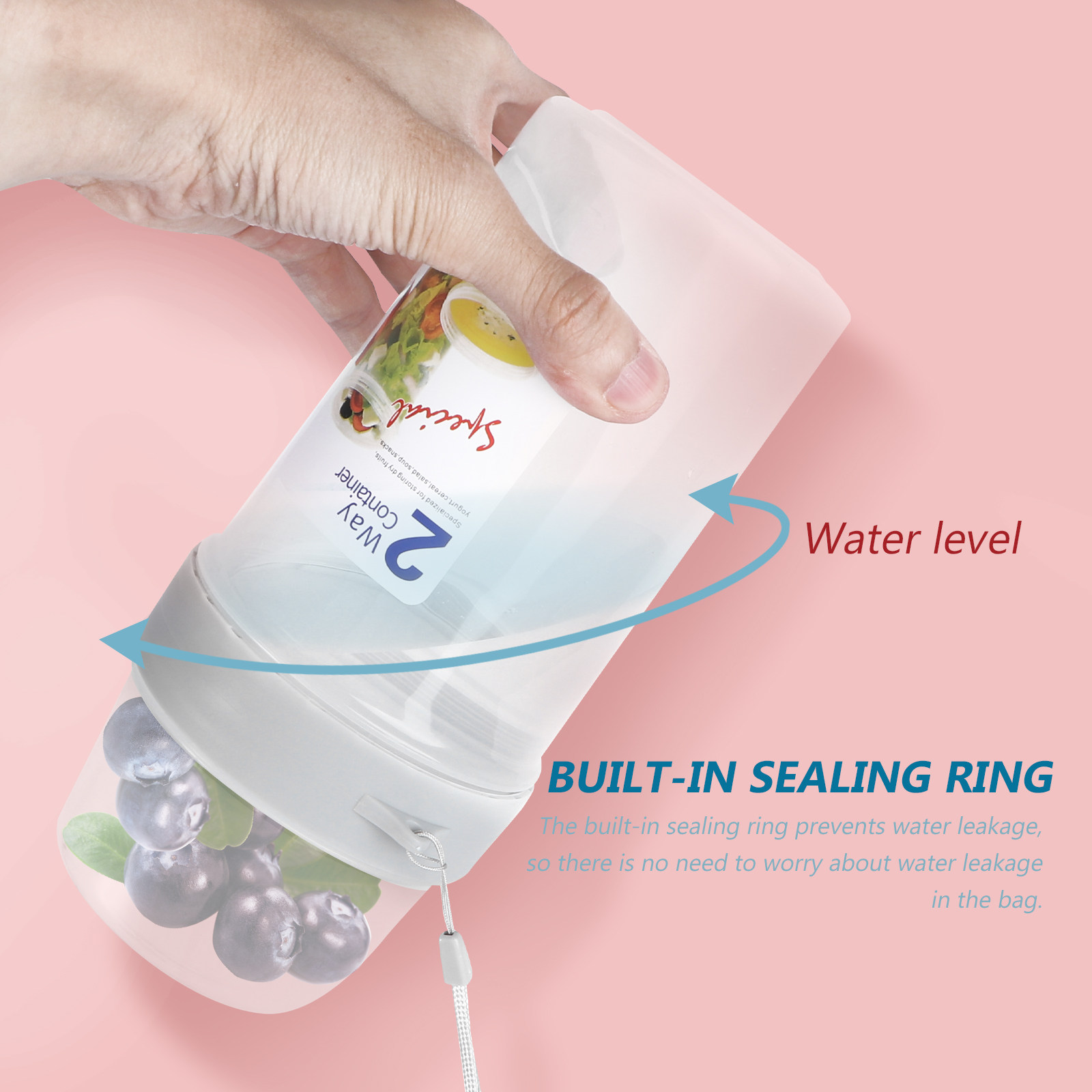 Food Storage Large - กล่องเก็บอาหารแบบปิดผนึกสองชั้น 2 ชิ้น กล่องใส่อาหารแบบพกพา ขนาดใหญ่ น้ำหนักเบา