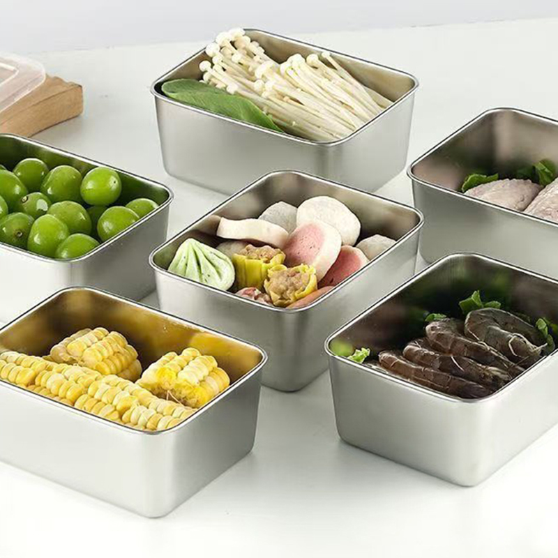 Food Storage Box Stainless Steel - ชุดภาชนะเก็บอาหารสแตนเลส 6 ชิ้นพร้อมฝาปิด กล่องเก็บอาหารป้องกันการรั่วซึม กล่องสดใหม่แบบใช้ซ้ำได้สำหรับการตั้งแคมป์ปิกนิก