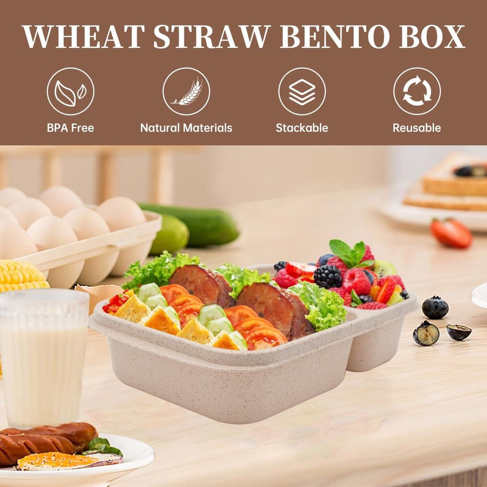 กล่องอาหารกลางวันเบนโต 4 แพ็ค, - Food Storage With Compartments บทวิจารณ์และราคา