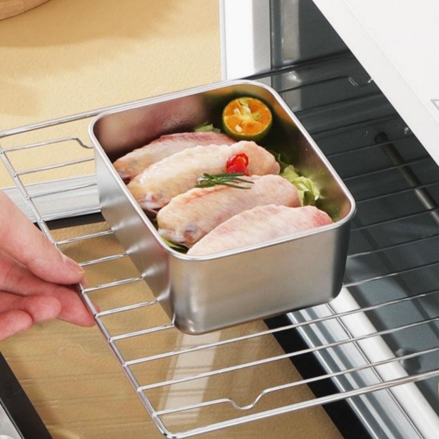 กล่องเก็บอาหารสแตนเลสทรงสี่เหล - Food Storage Box Stainless Steel บทวิจารณ์และราคา