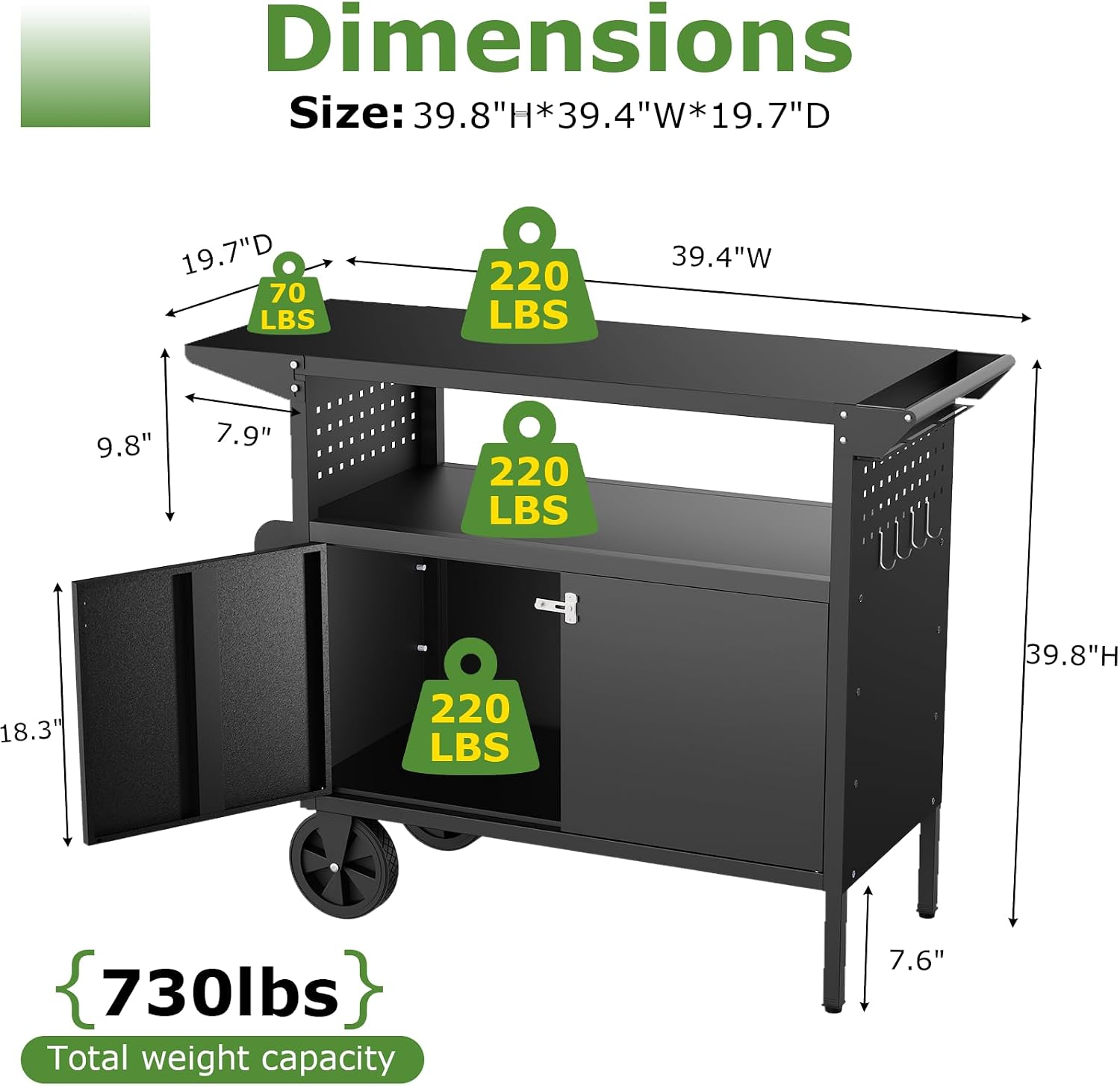 รถเข็นปิ้งย่างกลางแจ้งพร้อมโต๊ - Food Storage On Table บทวิจารณ์และราคา
