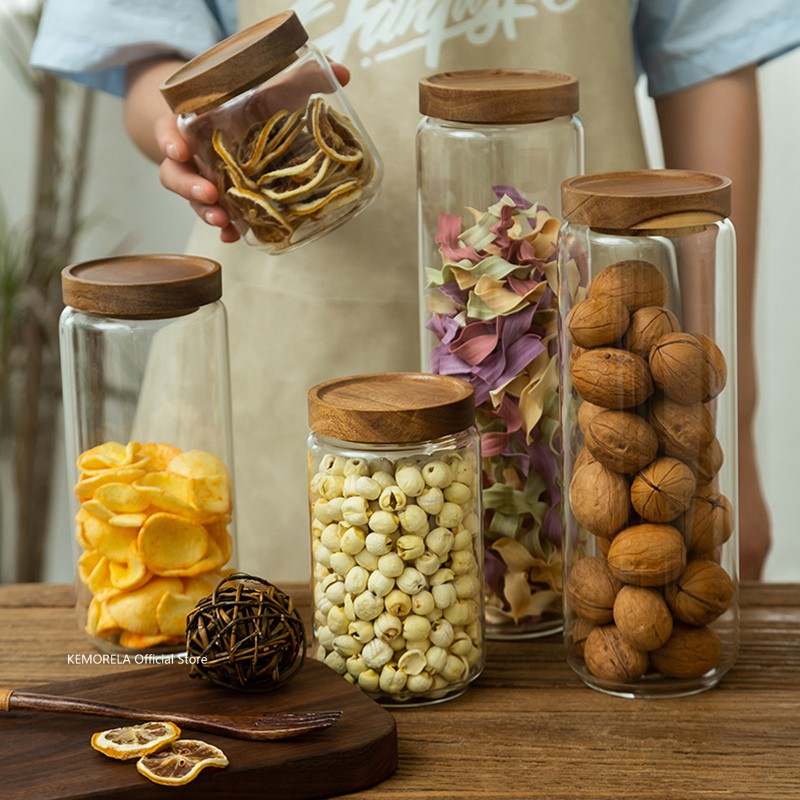 ไม้ฝาปิดแก้ว Airtight กระป๋องห - Food Storage Jar Glass บทวิจารณ์และราคา