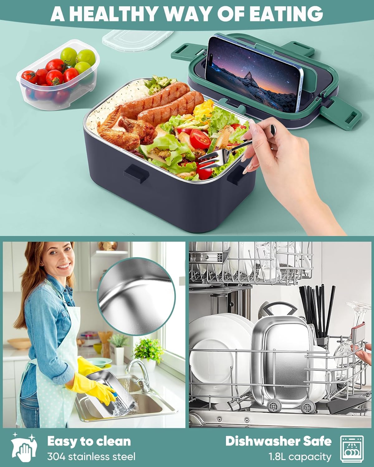 กล่องข้าวไฟฟ้าแบบไม่ใช้น้ำร้อน - Food Storage Box Stainless Steel บทวิจารณ์และราคา