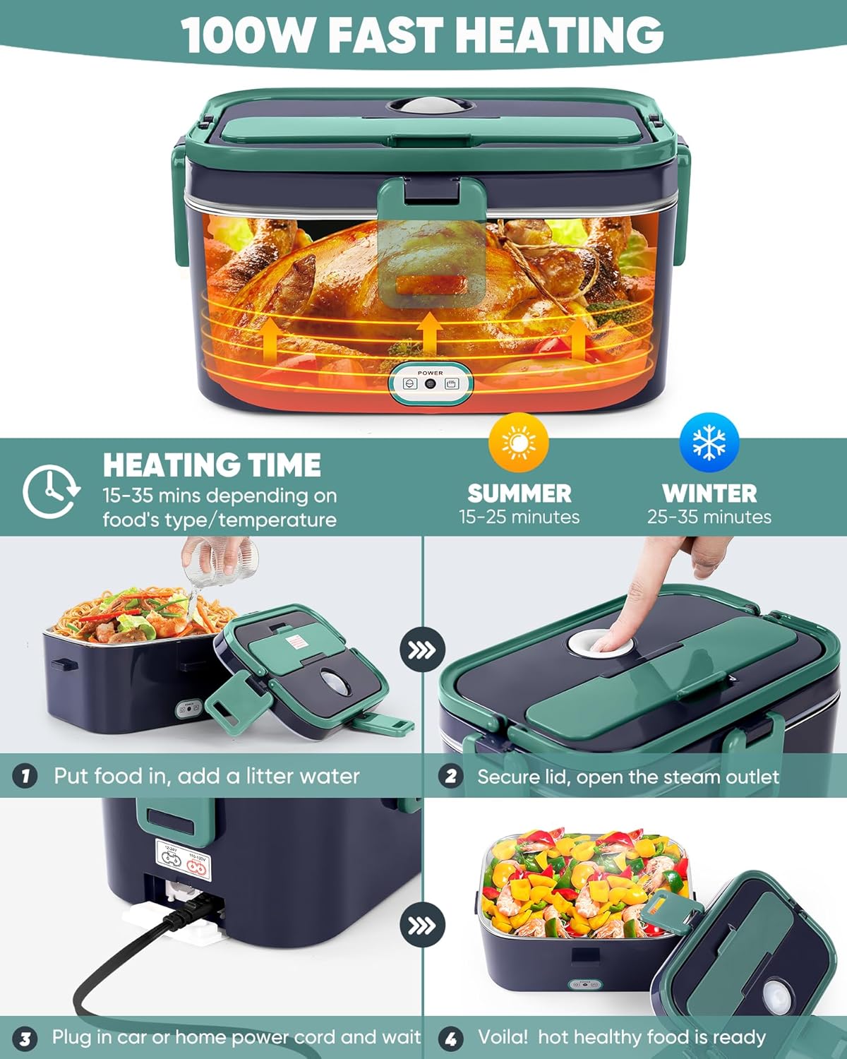 กล่องข้าวไฟฟ้าแบบไม่ใช้น้ำร้อน - Food Storage Box Stainless Steel บทวิจารณ์และราคา