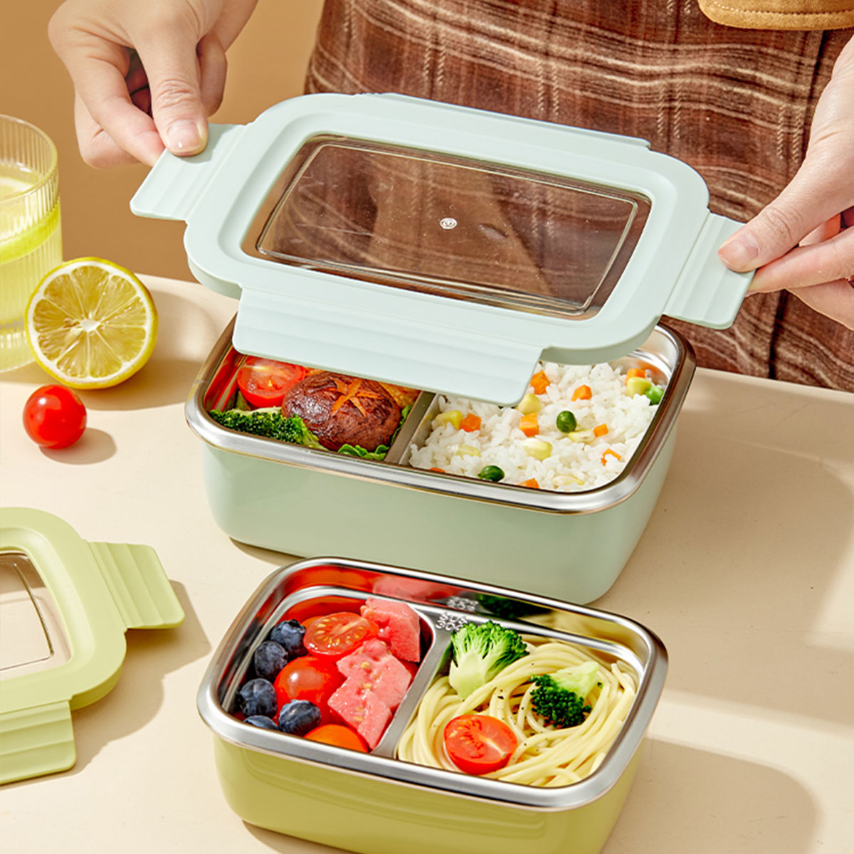 กล่องข้าวสแตนเลส 304 สำหรับไมโ - Food Storage With Compartments บทวิจารณ์และราคา