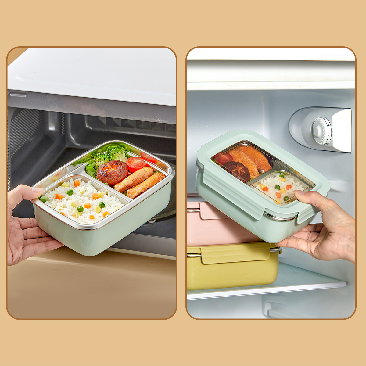 กล่องข้าวสแตนเลส 304 สำหรับไมโ - Food Storage With Compartments บทวิจารณ์และราคา