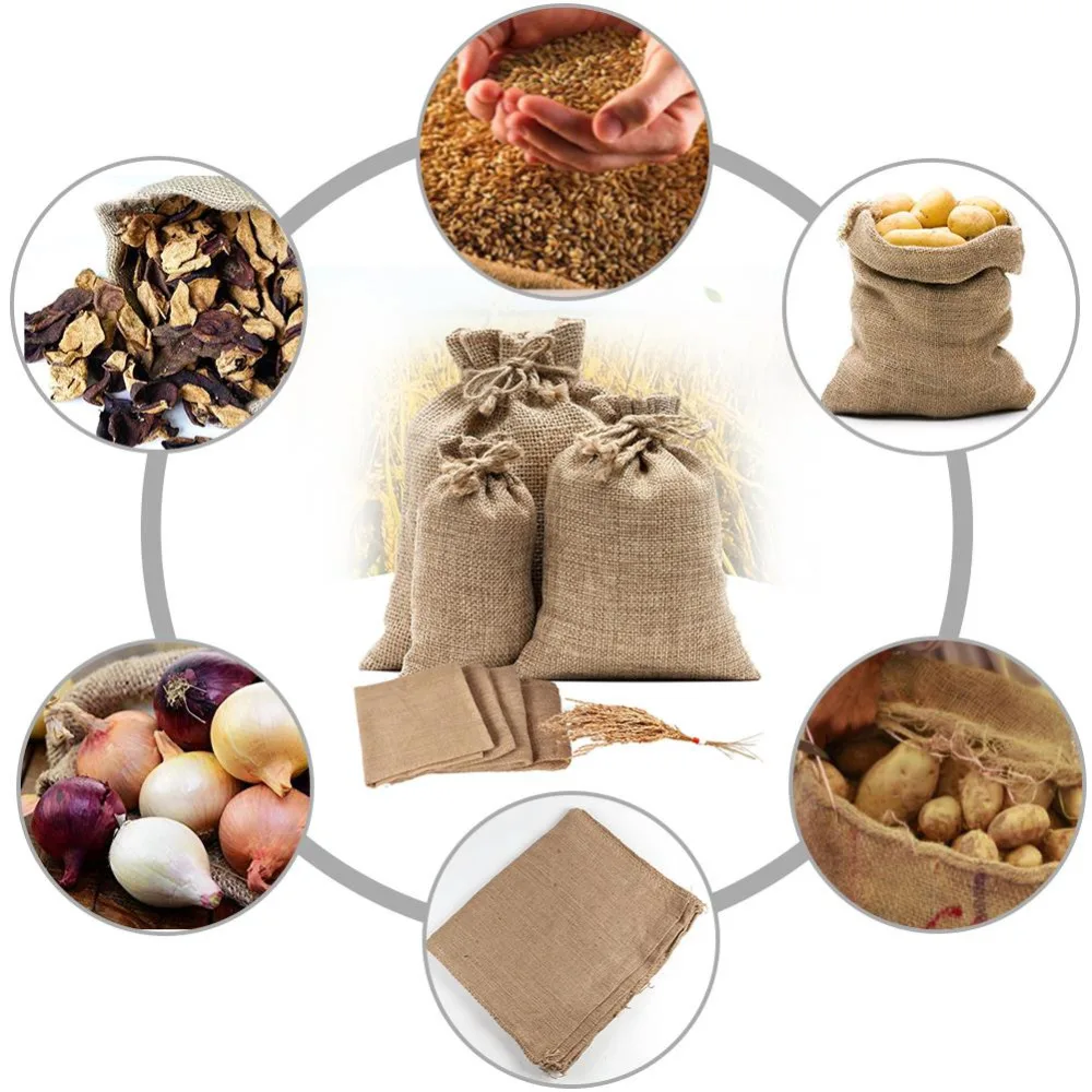 1PC ธรรมชาติ Jute Burlap กระสอ - Food Storage Roots บทวิจารณ์และราคา