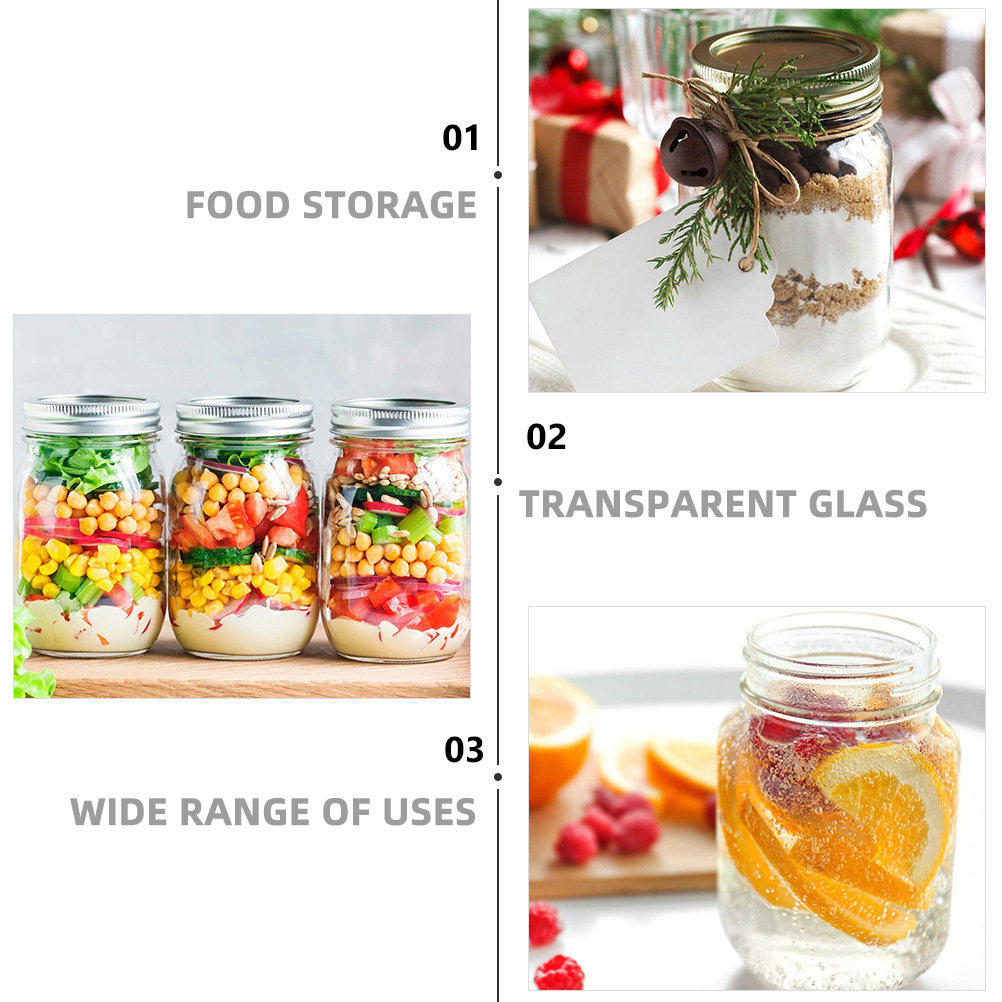 ขวดแก้วใสทรงกลม 6 ชิ้น พร้อมฝา - Food Storage Jar Glass บทวิจารณ์และราคา