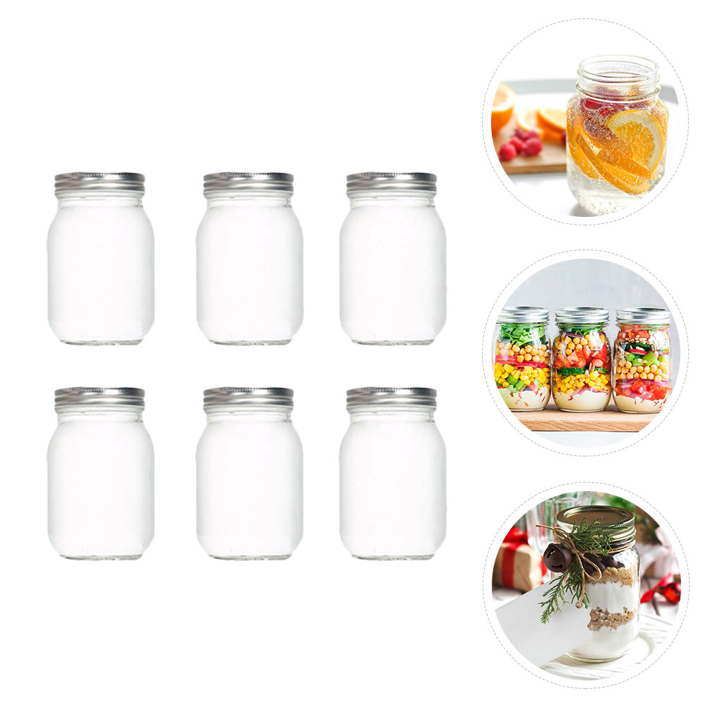 ขวดแก้วใสทรงกลม 6 ชิ้น พร้อมฝา - Food Storage Jar Glass บทวิจารณ์และราคา
