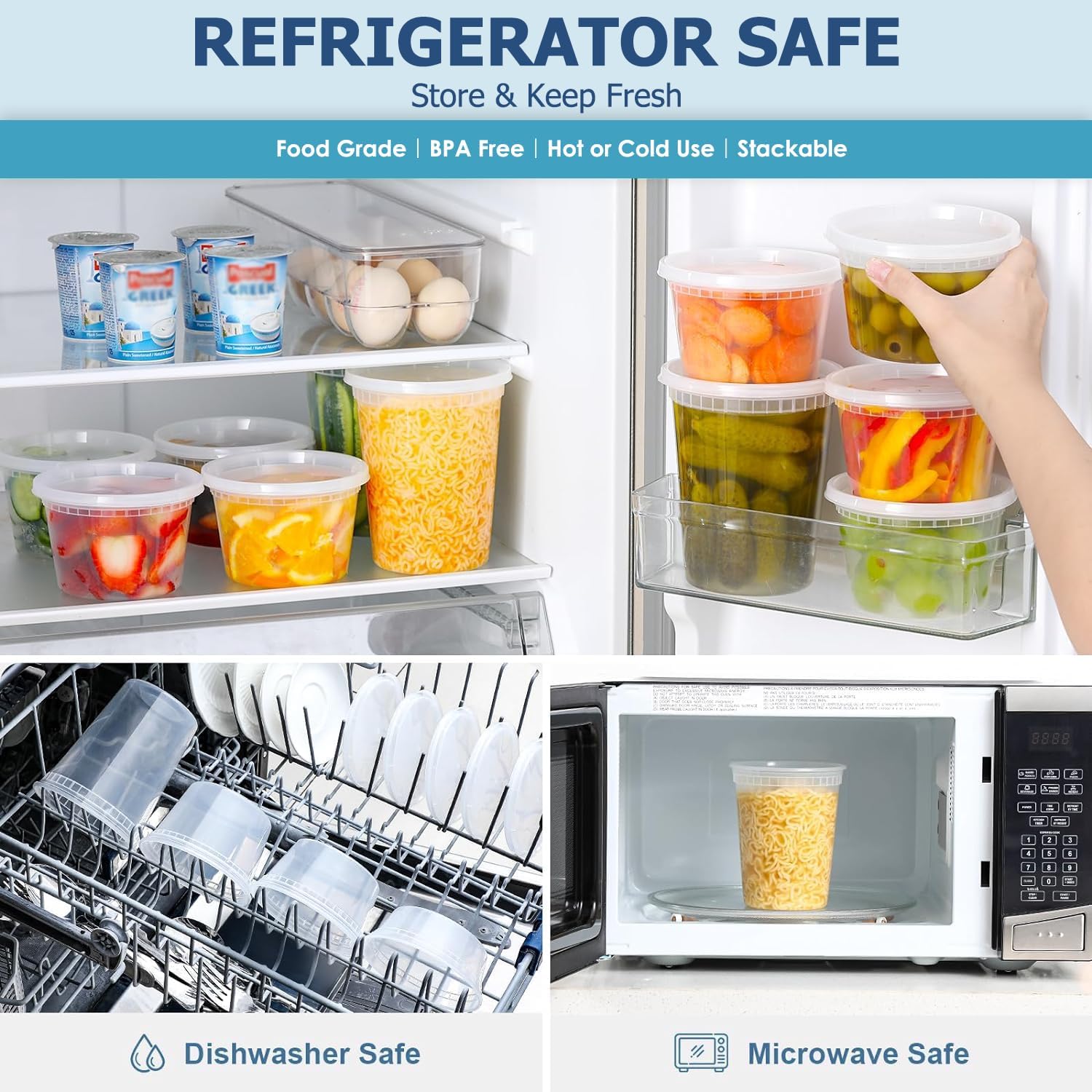 24 ชิ้น Deli ภาชนะเก็บอาหารพร้ - Food Storage Plastic Containers With Lids บทวิจารณ์และราคา