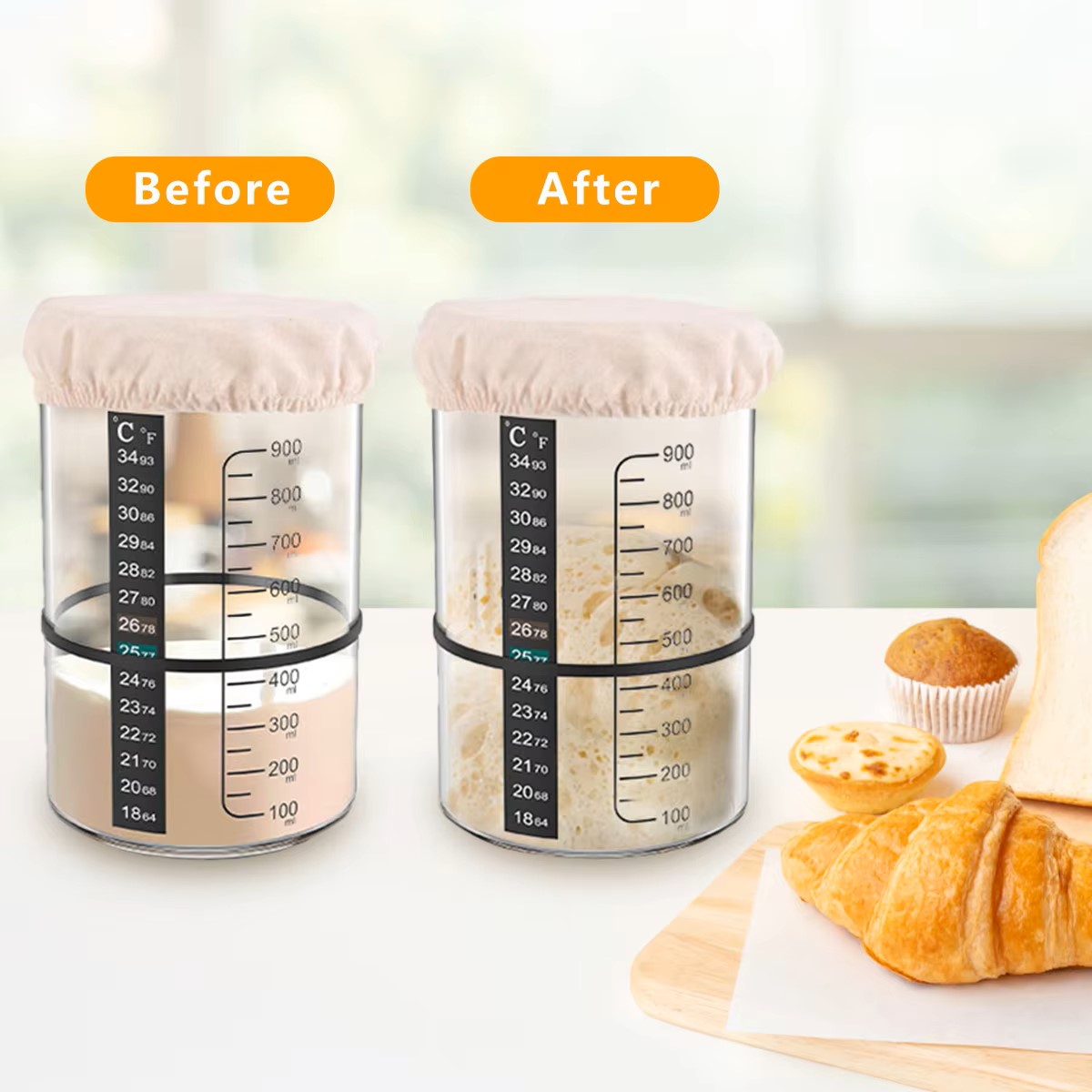 ชุดขวดแก้วใสสำหรับทำแป้งซาวโดว - Food Storage Glass Containers บทวิจารณ์และราคา