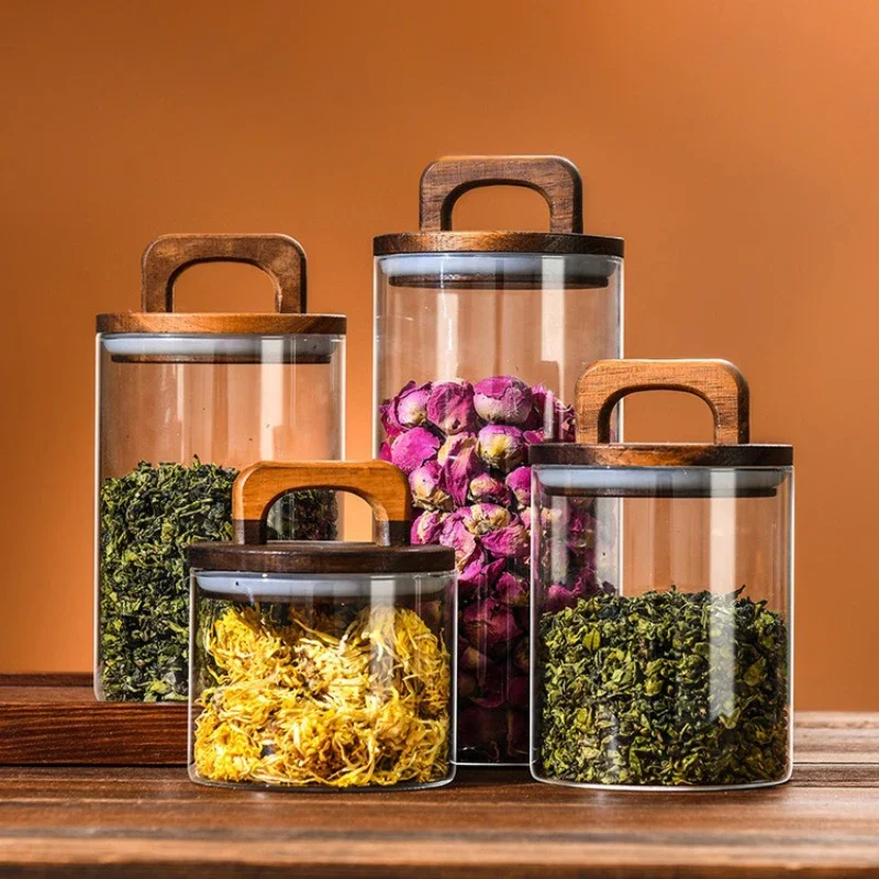 ขวดแก้วใสพร้อมฝาปิดไม้ไผ่กระป๋ - Food Storage Jar Glass บทวิจารณ์และราคา