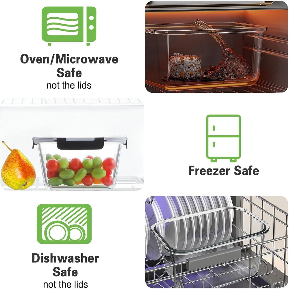 ชุดกล่องถนอมอาหารแก้ว 4 ชิ้น ข - Food Storage Glass Containers บทวิจารณ์และราคา