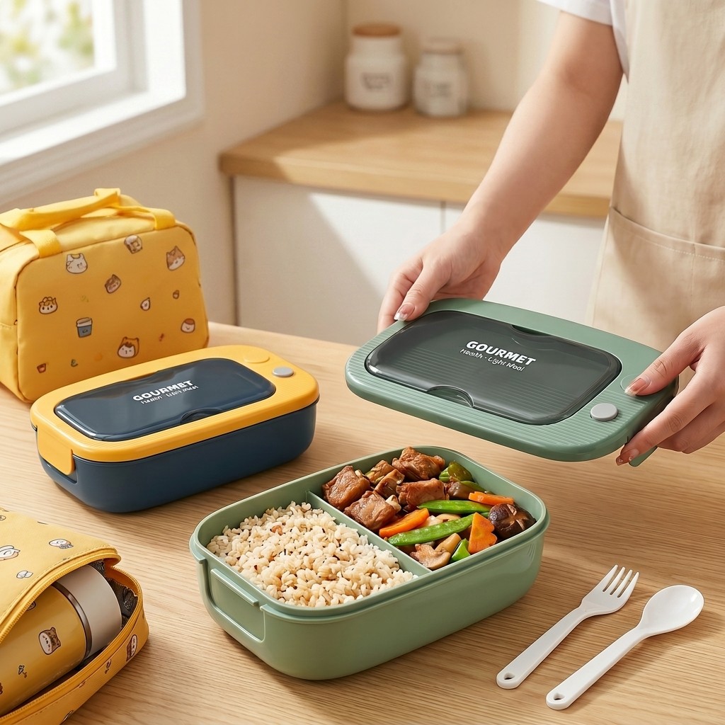 กล่องเบนโตพลาสติกสำหรับไมโครเว - Food Storage With Compartments บทวิจารณ์และราคา