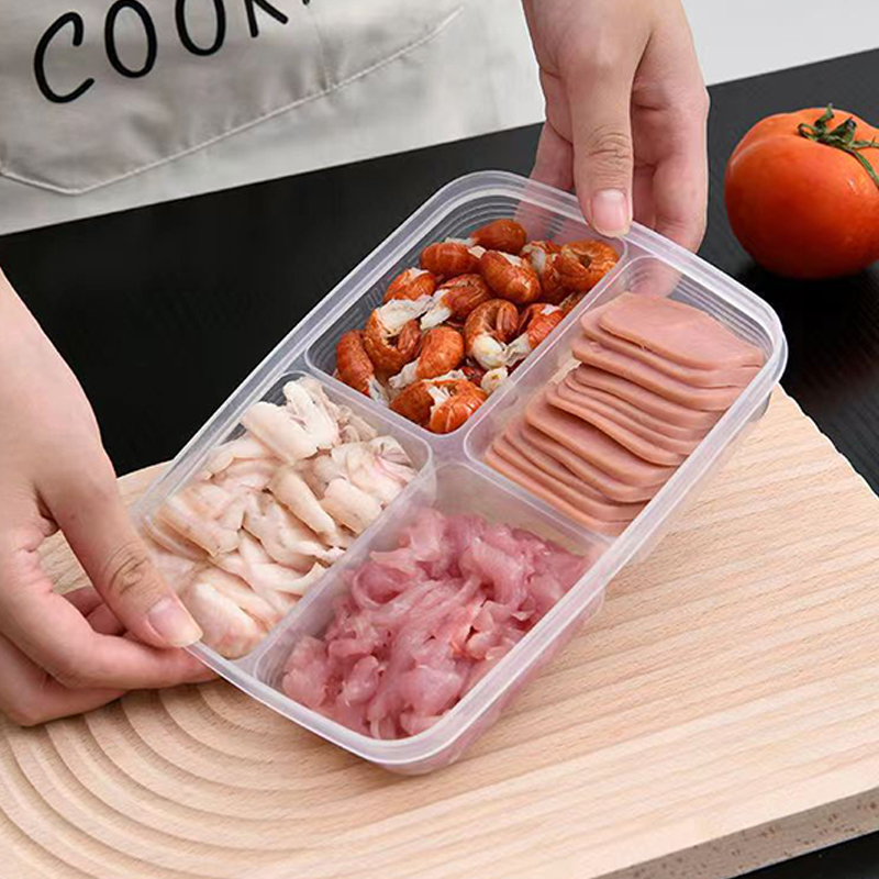 ใหม่【กล่องเก็บของพลาสติก 4 ช่อ - Food Storage With Compartments บทวิจารณ์และราคา